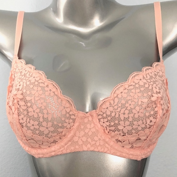 Victorias Secret Nwt Body by Victoria Peach Crochet Lace Unlined Bra - Picture 2 of 3